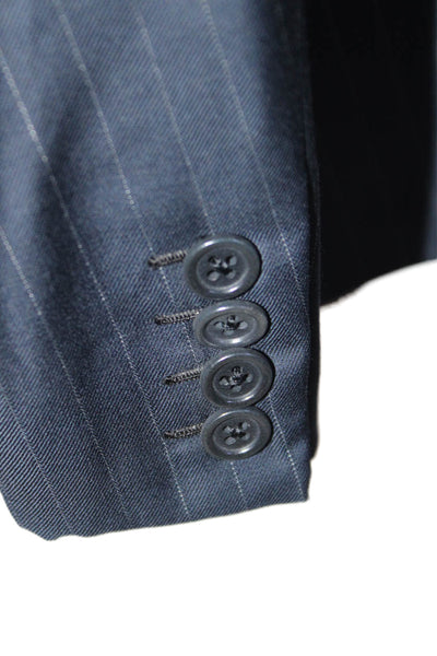 Brioni Mens Two Button Notched Lapel Pinstriped Blazer Jacket Navy Size IT 50