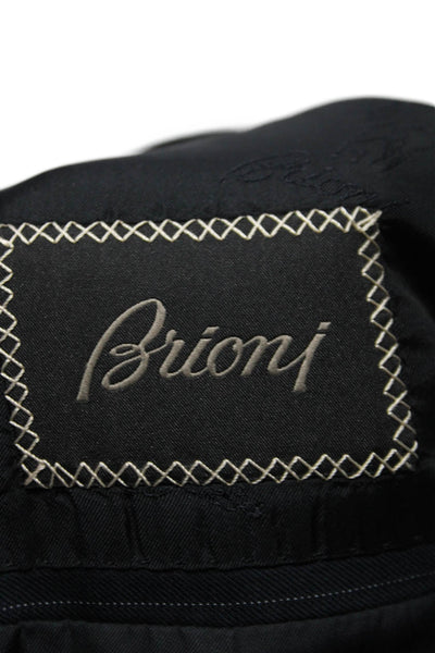 Brioni Mens Two Button Notched Lapel Pinstriped Blazer Jacket Navy Size IT 50