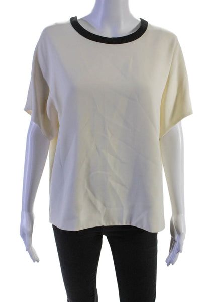 Rag & Bone Womens Textured Short Sleeve Zip Lined Blouse Cream Size M