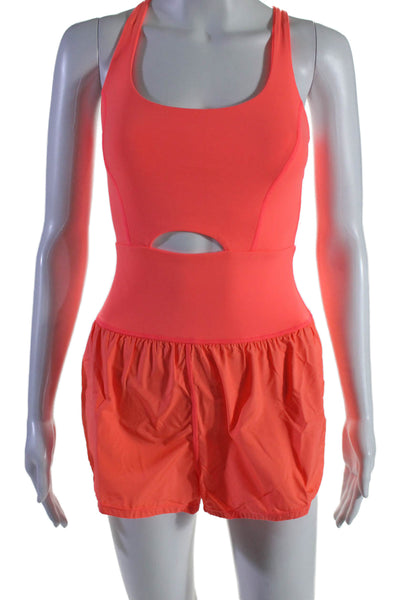 FP Movement Womens Righteous Runsie Romper Neon Coral Size XS