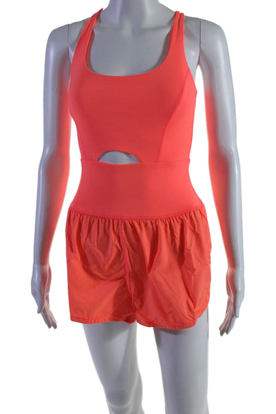 FP Movement Womens Righteous Runsie Romper Neon Coral Size XS