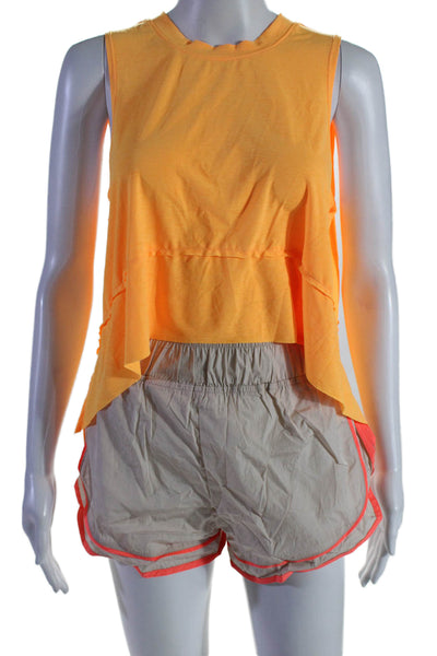 FP Movement Womens 2 Piece Athleetic Crop Tank Shorts Set Orange XS