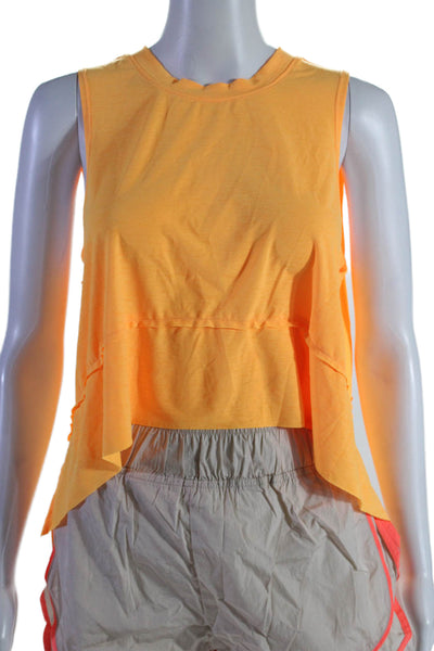 FP Movement Womens 2 Piece Athleetic Crop Tank Shorts Set Orange XS