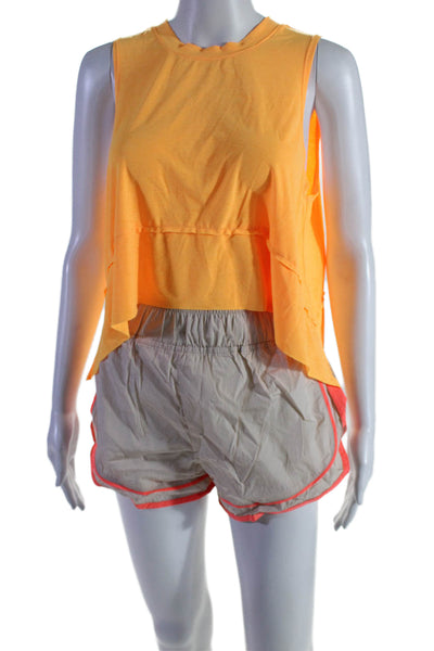 FP Movement Womens 2 Piece Athleetic Crop Tank Shorts Set Orange XS