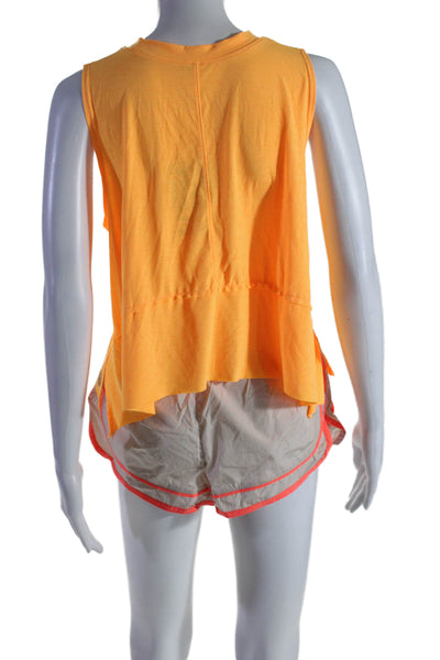FP Movement Womens 2 Piece Athleetic Crop Tank Shorts Set Orange XS