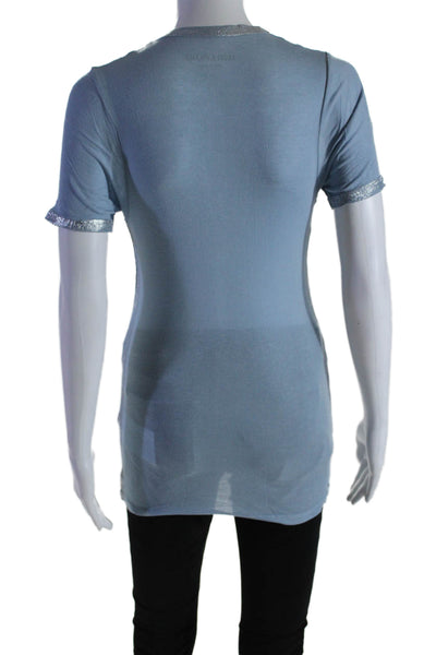 Zadig & Voltaire Women's Short Sleeves Metallic Trim T-Shirt Blue Size S