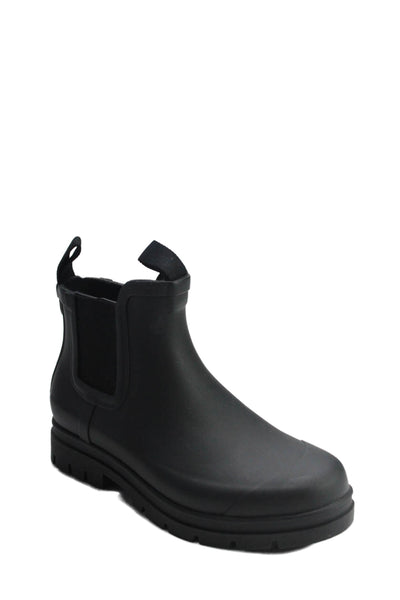 Everlane Womens Slip On Round Toe Rubber Ankle Rain Boots Black Size 6