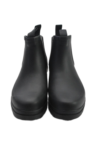 Everlane Womens Slip On Round Toe Rubber Ankle Rain Boots Black Size 6