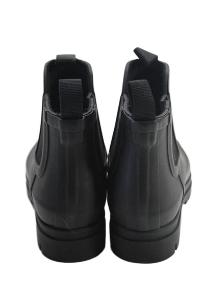 Everlane Womens Slip On Round Toe Rubber Ankle Rain Boots Black Size 6