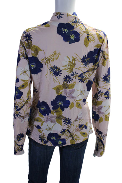 St. John Women's Turtleneck Long Sleeves Fitted Blouse Floral Size L