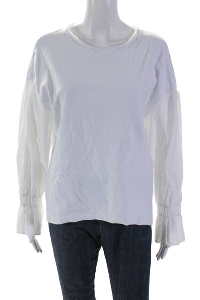 Southcott Womens Long Sleeve Round Neck Pullover Top White Size 2