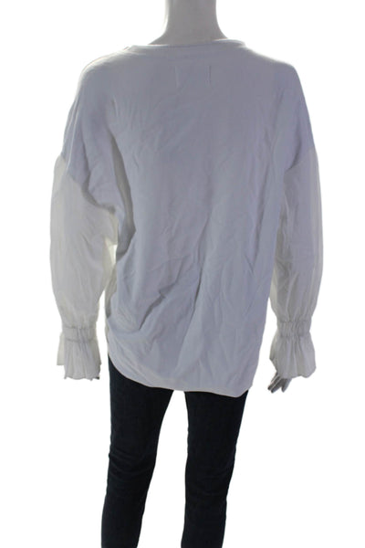 Southcott Womens Long Sleeve Round Neck Pullover Top White Size 2