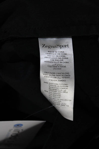 Zegna Sport Mens Mid Rise Slim Leg Tapered Fit Khaki Pants Black Cotton Size 34