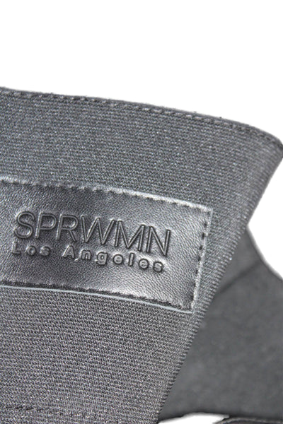 SPRWMN Women's Pull-On Flat Front Suede Leather Bootcut Pants Black Size XS