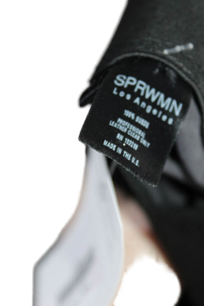 SPRWMN Women's Pull-On Flat Front Suede Leather Bootcut Pants Black Size XS