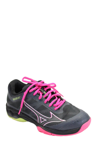 Mizuno Womens Lace Up Low Top Tennis Sneakers Black Multi Colored Size 6.5