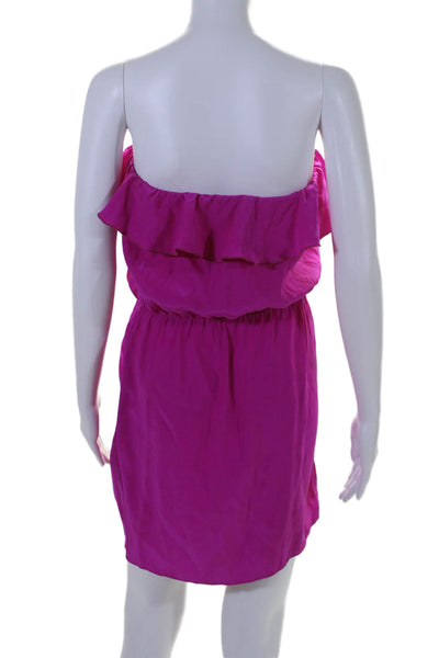 Amanda Uprichard Womens Silk Strapless Ruffle Trim Tulip Dress Pink Size M