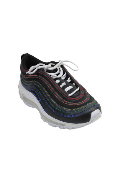 Nike Womens Air Max 97 Lace Up Low Top Sneakers Black Rainbow Stitching Size 5.5