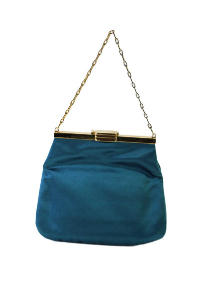 Bienen Davis Womens Dark Teal Satin Small Top Handle Handbag with Mirror