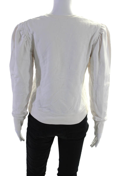 A.L.C. Womens Cotton Round Neck Long Sleeve Pullover Sweatshirt Top White Size S