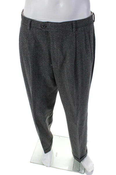 Louis Boston Mens Wool Textured Straight Leg Cuffed Dress Pants Gray Size 36