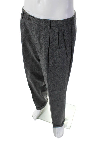 Louis Boston Mens Wool Textured Straight Leg Cuffed Dress Pants Gray Size 36