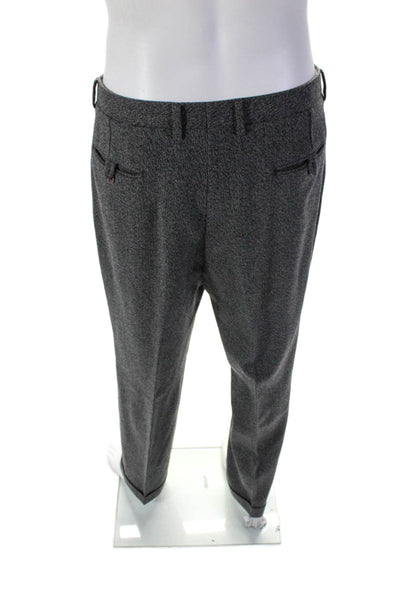 Louis Boston Mens Wool Textured Straight Leg Cuffed Dress Pants Gray Size 36