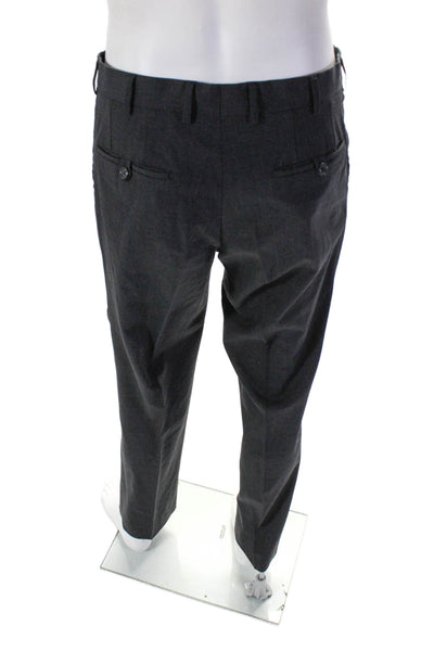 Prada Mens Wool Straight Legged Five Pocket Dress Pants Solid Black Size 32