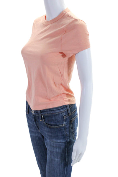 Re/Done Womens Cotton Basic Round Neck Short Sleeve T-Shirt Orange Size XS