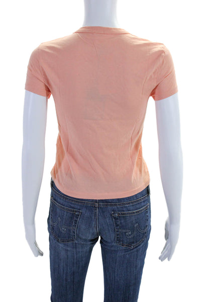 Re/Done Womens Cotton Basic Round Neck Short Sleeve T-Shirt Orange Size XS