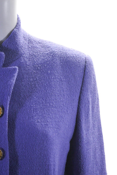 Carlisle Womens Wool Gold Toned Buttoned Blazer Set Purple Size 10