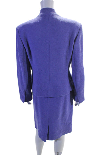 Carlisle Womens Wool Gold Toned Buttoned Blazer Set Purple Size 10