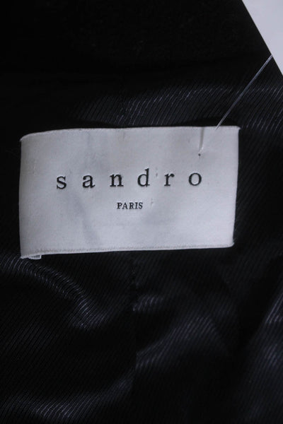 Sandro Womens Black Wool Open Front Lined Long Sleeve Coat Size 38