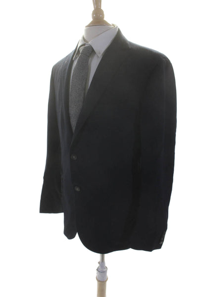 Z Zegna Mens Navy Blue Wool Two Button Long Sleeve Lined Blazer Size 52R