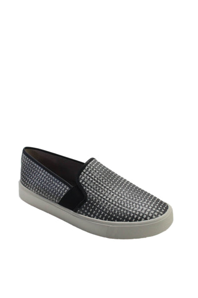 Vince Womens Leather Check Plaid Slide On Casual Sneakers Gray Black Size 6 Medi