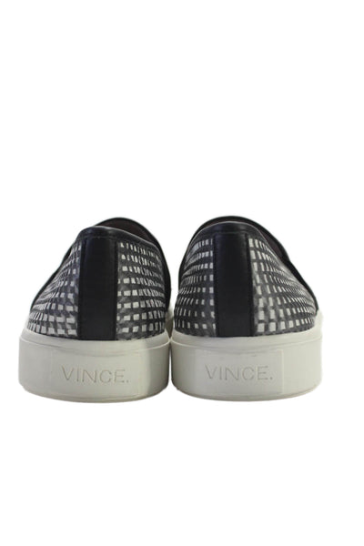 Vince Womens Leather Check Plaid Slide On Casual Sneakers Gray Black Size 6 Medi