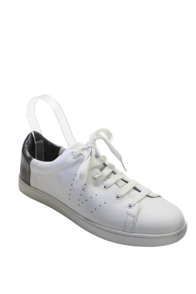 Vince Womens Leather Low Top Cap Toe Sneakers White Silver Size 11 Medium