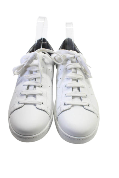 Vince Womens Leather Low Top Cap Toe Sneakers White Silver Size 11 Medium