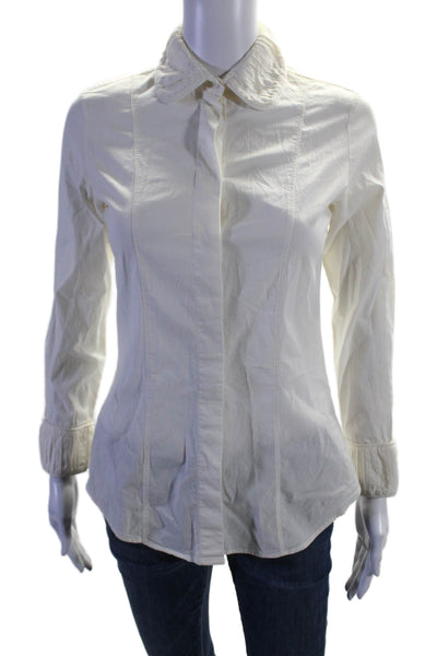 Burberry London Womens Long Sleeves Button Down Shirt White Cotton Size 4