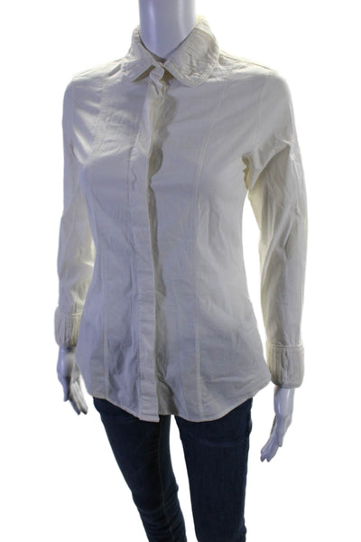 Burberry London Womens Long Sleeves Button Down Shirt White Cotton Size 4