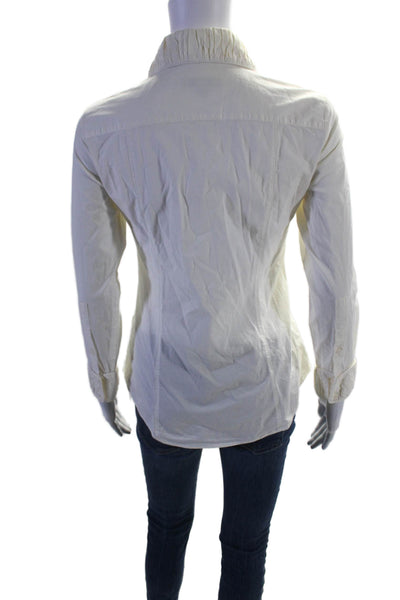 Burberry London Womens Long Sleeves Button Down Shirt White Cotton Size 4