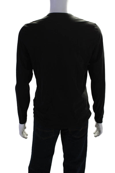 Theory Mens Cotton Long Sleeve Button Up Henley T Shirt Black Size M