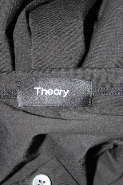 Theory Mens Cotton Long Sleeve Button Up Henley T Shirt Black Size M