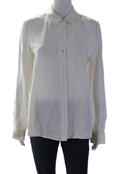 Frame Women's Silk Button Down Long Sleeves Shirt Beige Size M