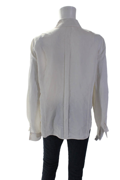 Frame Women's Silk Button Down Long Sleeves Shirt Beige Size M