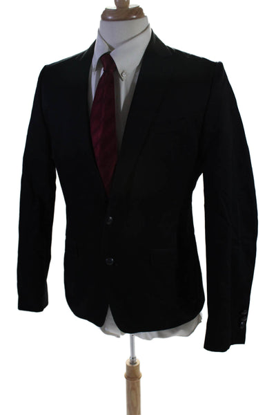 Ben Sherman Mens Two Button Notched Lapel Blazer Jacket Black Cotton Size Large