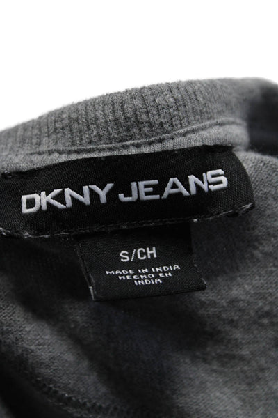 DKNY Jeans Women's Round Neck Long Sleeves Graphic Sweatshirt Gray Size S