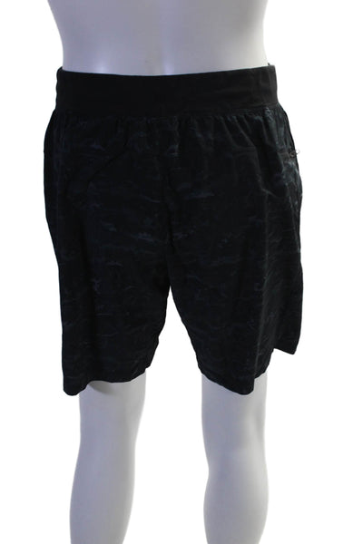 Lululemon Mens Black Printed Drawstring Active Shorts Size XL