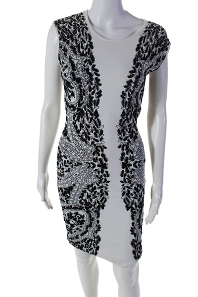 BCBG Max Azria Womens Sleeveless Konnie Sweater Dress White Black Size Small