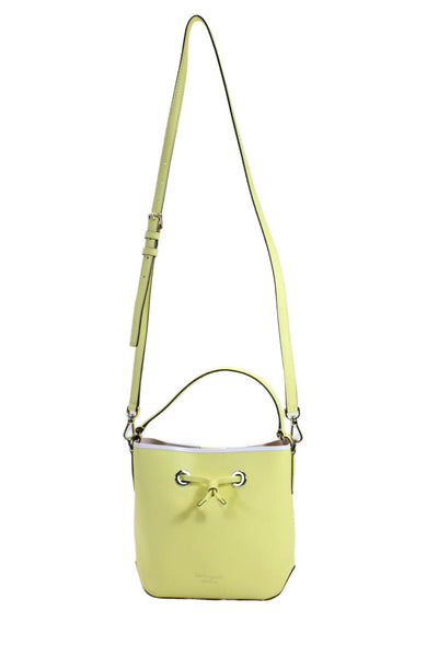 Kate Spade New York Womens Leather Crossbody Shoulder Handbag Yellow White